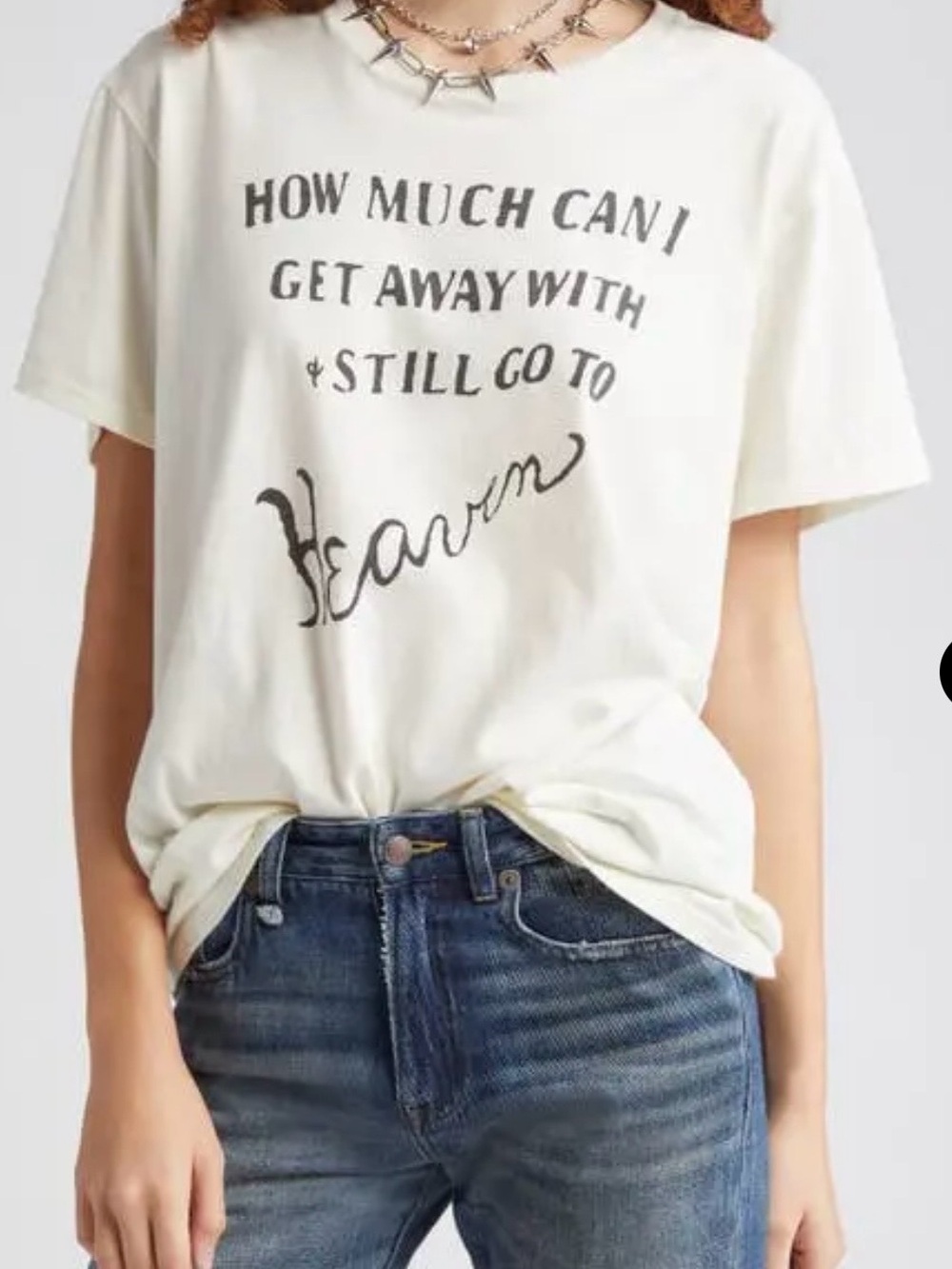 R13 women’s Graphic tee shirt Short Sleeve In ecru